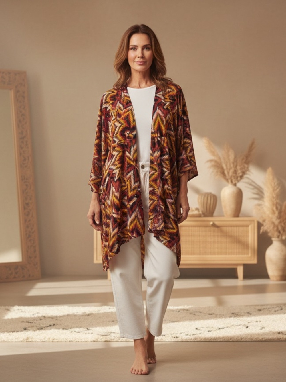 LuLaRoe Beautiful & Warm Chevron Southwestern Inspired Style Kimono Cardigan